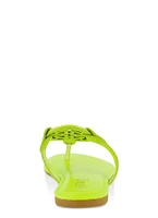 Womens Geo Pendant Thong Slide Sandals, Green, Size 7