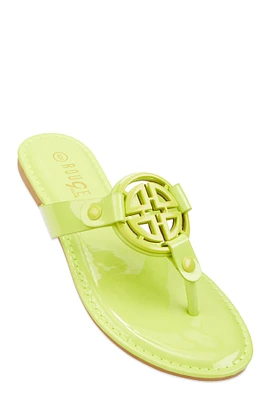 Womens Geometric Pendant Thong Slide Sandals,
