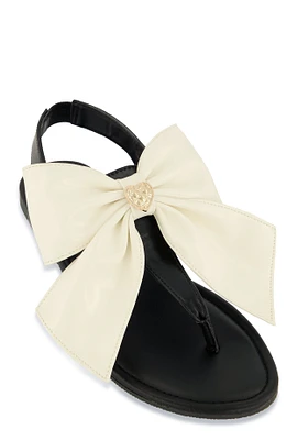 Womens Heart Charm Bow Corded Thong Sandals, Multi, Size 10