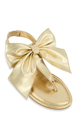 Womens Heart Charm Bow Corded Thong Sandals,