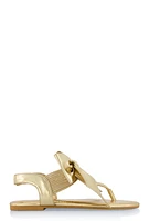 Womens Heart Charm Bow Corded Thong Sandals,