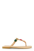 Womens Boho Gemstone Thong Slide Sandals,