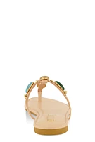 Womens Boho Gemstone Thong Slide Sandals,