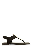 Womens Metallic Pendant Corded Thong Sandals,