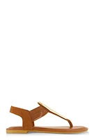 Womens Metallic Pendant Corded Thong Sandals,