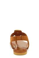 Womens Metallic Pendant Corded Thong Sandals,