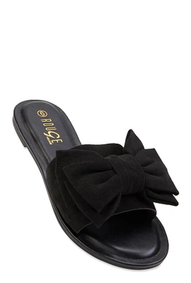 Womens Solid Bow Band Slide Sandals,