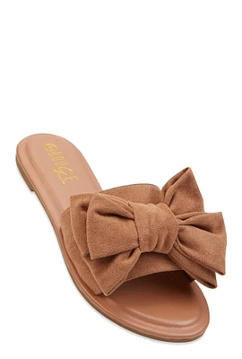 Womens Solid Bow Band Slide Sandals,
