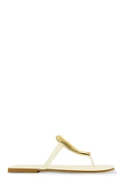 Womens Metallic Pendant Thong Slide Sandals, White, Size 9