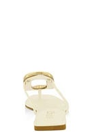 Womens Metallic Pendant Thong Slide Sandals, White, Size 9
