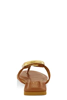 Womens Metallic Pendant Thong Slide Sandals,
