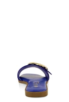 Womens Metallic Buckle Band Slide Sandals,