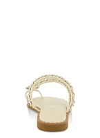 Womens Threaded Chain Strap Toe Loop Sandals, White, Size 9