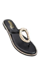 Womens Rhinestone Cut Out Pendant Thong Sandals,