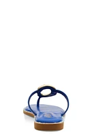Womens Rhinestone Cut Out Pendant Thong Sandals,