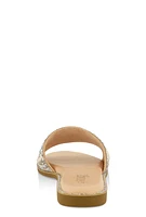 Womens Faux Pearl Rhinestone Embellished Slide Sandals, 12