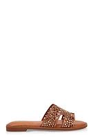 Womens Rhinestone Studded Cut Out Band Slide Sandals,