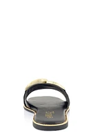Womens Oversized Chain Detail Band Slide Sandals,
