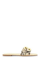 Womens Oversized Chain Detail Band Slide Sandals, Beige, Size 9
