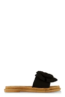 Womens Bow Espadrille Slide Sandals, Black,