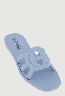 Womens Cut Out Band Jelly Slide Sandals,
