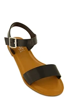 Womens Single Band Buckle Ankle Strap Sandals, Black,