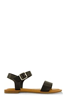 Womens Single Band Buckle Ankle Strap Sandals, Black,