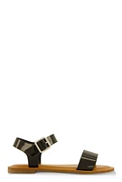 Womens Single Band Buckle Ankle Strap Sandals, Black,