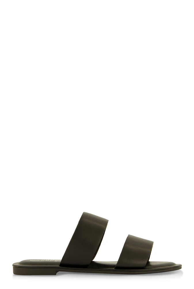 Womens Double Band Slide Sandals,
