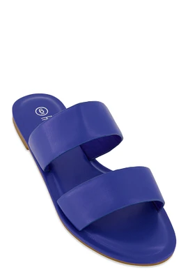 Womens Double Band Slide Sandals,