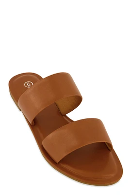 Womens Double Band Slide Sandals,