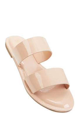 Womens Double Band Open Toe Slide Sandals,