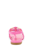 Womens Metallic Detail Corded Thong Sandals, Pink, Size 8