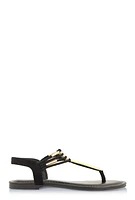 Womens Metallic Detail Corded Thong Sandals,