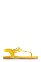 Womens Metallic Detail Corded Thong Sandals, Yellow, Size 10