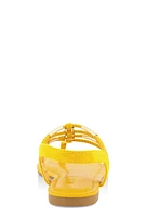 Womens Metallic Detail Corded Thong Sandals, Yellow, Size 10