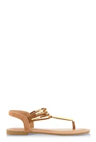 Womens Metallic Detail Corded Thong Sandals, Brown, Size 10