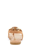 Womens Metallic Detail Corded Thong Sandals, Brown, Size 10