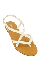 Womens Criss Cross Strappy Thong Sandals, White, Size 10