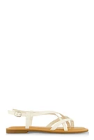 Womens Criss Cross Strappy Thong Sandals, White, Size 10