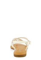Womens Criss Cross Strappy Thong Sandals, White, Size 10