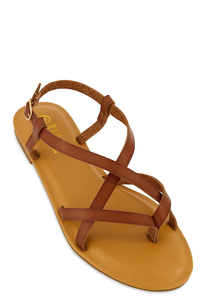 Womens Criss Cross Strappy Thong Sandals,