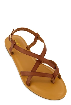 Womens Criss Cross Strappy Thong Sandals,