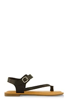 Womens Toe Loop Asymmetrical Ankle Strap Sandals,