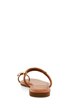 Womens Metallic Detail Toe Loop Slide Sandals,