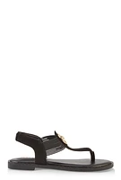 Womens Lion Pendant Corded Thong Sandals,