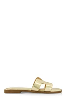 Womens H Band Flat Slide Sandals,