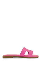 Womens H Band Flat Slide Sandals, Pink,