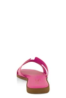 Womens H Band Flat Slide Sandals, Pink,