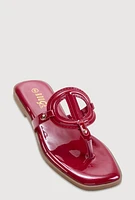 Womens Cut Out Band Thong Sandals,